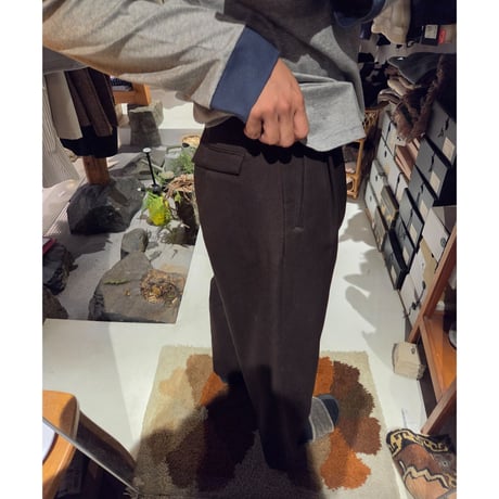 OLD FOLK HOUSE / Wool Gabardine Trousers *Dark Brown