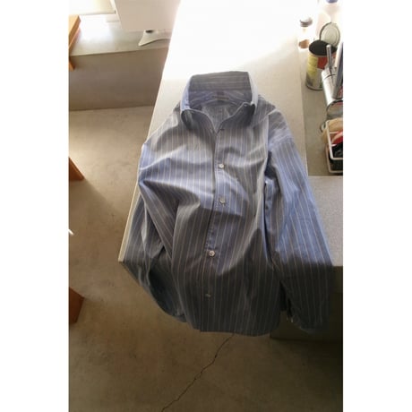 OLD FOLK HOUSE / Cotton Poplin Striped Classic Shirt *Blue