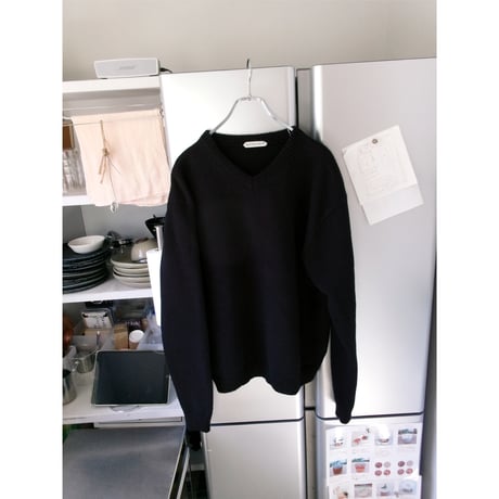 OLD FOLK HOUSE / Cotton V-Neck Sweater *BLACK