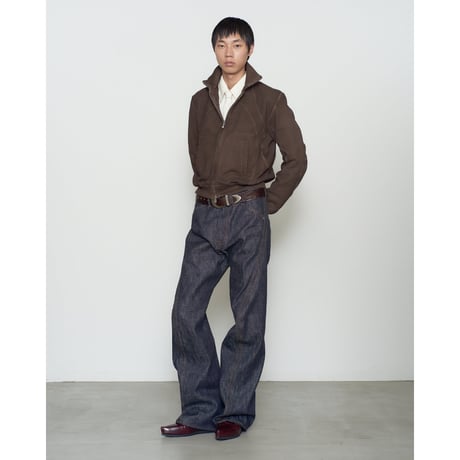 NVRFRGT/ PANELED ZIP UP SWEAT SHIRT *BROWN