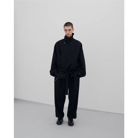 Blanc YM / Wool Raglan Pea Coat *BLACK