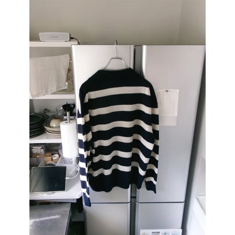 FUJI / CASHMERE BORDER SKIPPER KNIT *NAVY