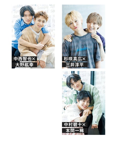 【棚卸しセール】『Sparkle vol.54』【MEDIABOYSHOP限定特典：有澤樟太郎、笹森裕貴、佐藤信長、中西智也×大野紘幸、杉咲真広×三井淳平、中村碧十×本間一稀 ポストカード】