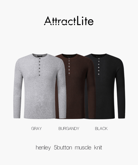 Henley 5button muscle knit