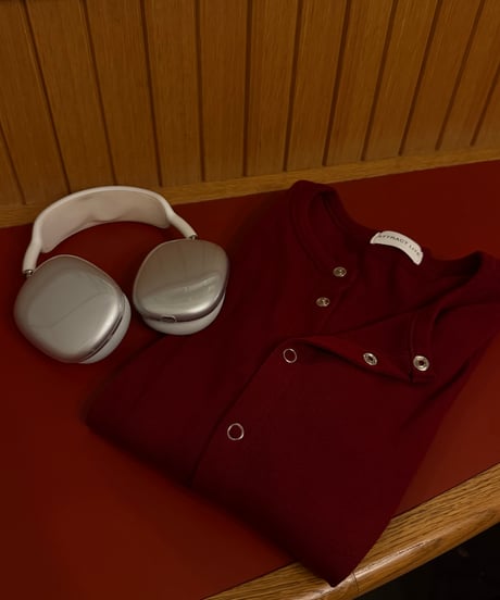 snap button open collar rib knit cardigan