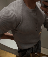 Henley 5button muscle knit