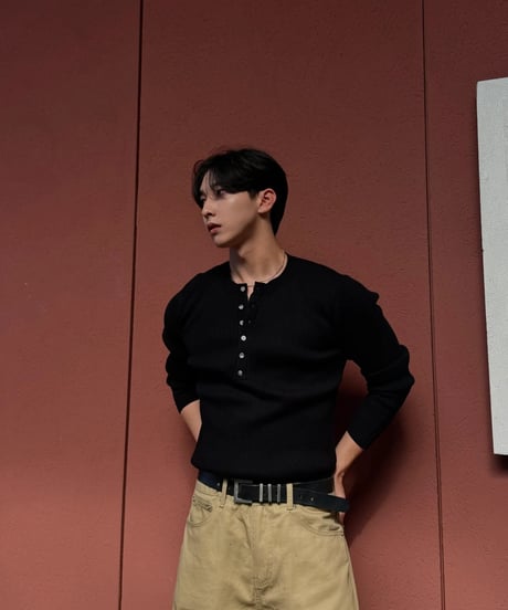 Henley 5button muscle knit