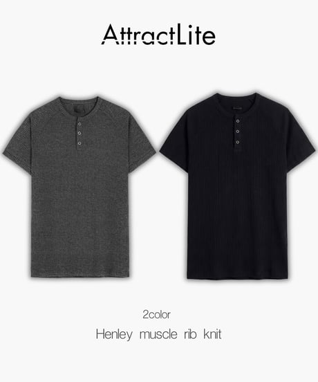 Henley muscle rib knit