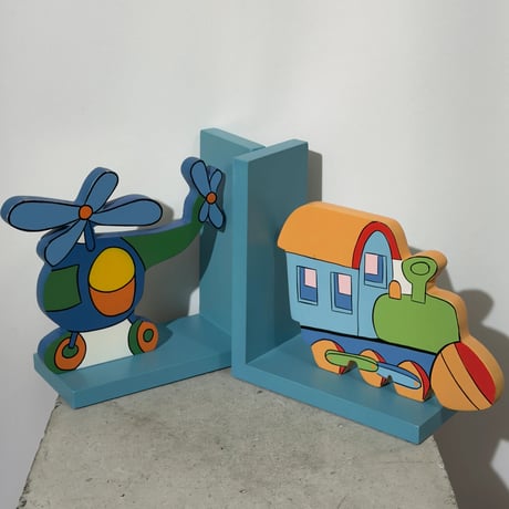 Train & Helicopter Bookends