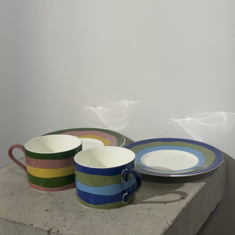 Multi-striped Cup and Saucer