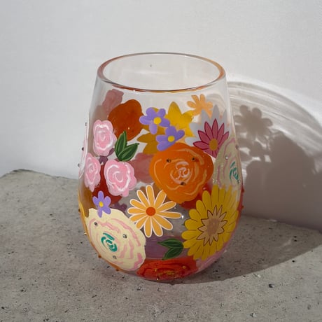 Colorful Flowers Glass