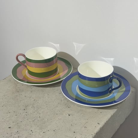 Multi-striped Cup and Saucer