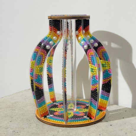 Rainbow Beaded Vase