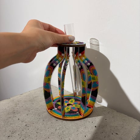 Rainbow Beaded Vase