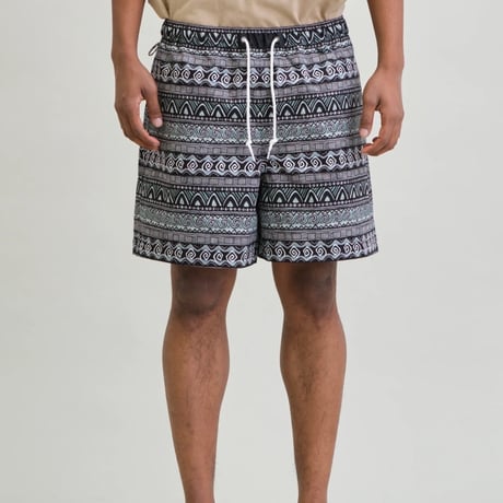 UNFRM 2WAY BAGGY SURF 80s RETRO BORDER SHORTS
