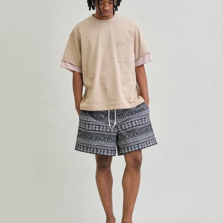 UNFRM 2WAY BAGGY SURF 80s RETRO BORDER SHORTS