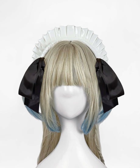《エナメルメイドリボンカチューシャ》WHITE