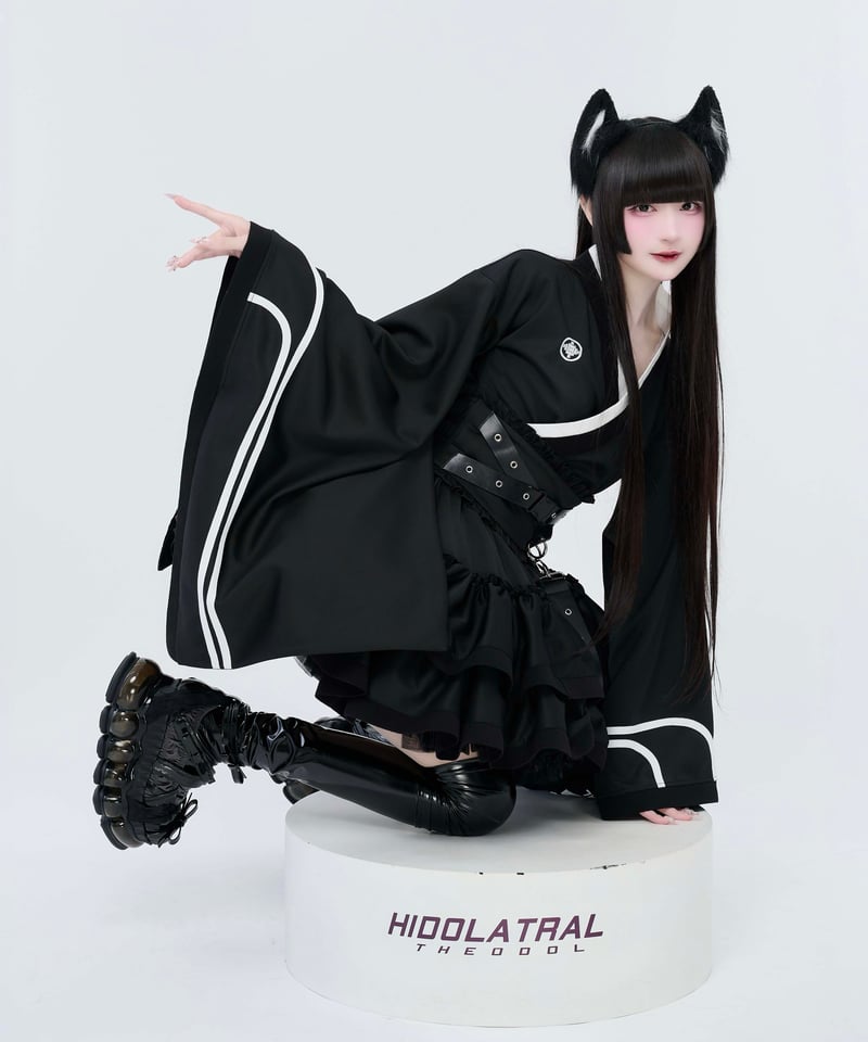 風穴 イドラタール・テオドール ゴスロリ浴衣 BLACK Lサイズ ジャージラインゴスロリ浴衣》BLACK | HIDOLATRAL THEODOL