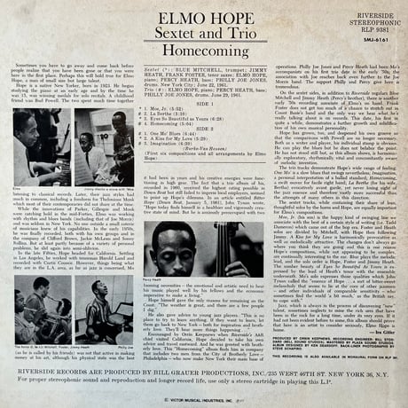 Elmo Hope Sextet And Trio / Homecoming!