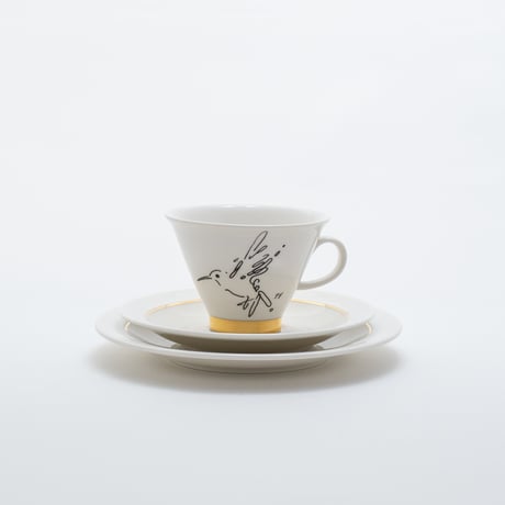 Arabia｜Harlekin｜cup φ9cm + plate φ17cm｜gold