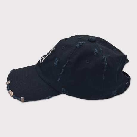Bootleg Distressed Cross Cap With DAMAGED(CLASSIC TIWLL)WASHED BLACK
