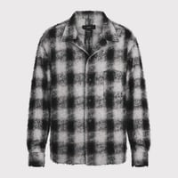 Shaggy Ombre Open Collar Shirt(DRUNK) BLACK