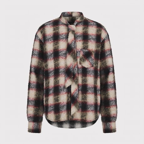 Shaggy Ombre Ribbon Shirt(DRUNK) RED