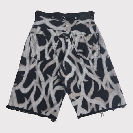 Cut OFF Heavy Wide Short Jeans(DISCHARGE PRINTED ASAT CAMO)