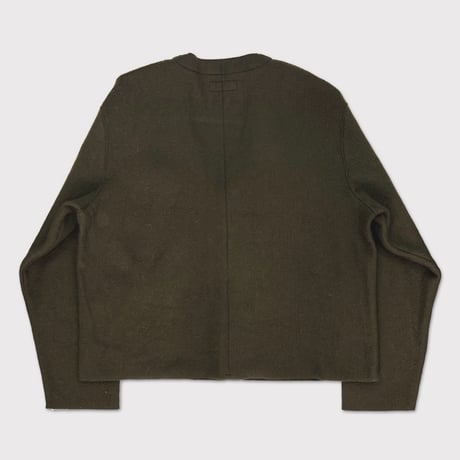 Cut Off 1B Cardigan With Signature(NEEDLE SHAGGY MOHAIR)OLIVE