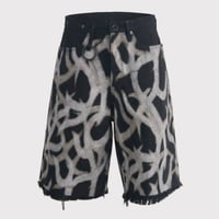 Cut OFF Heavy Wide Short Jeans(DISCHARGE PRINTED ASAT CAMO)