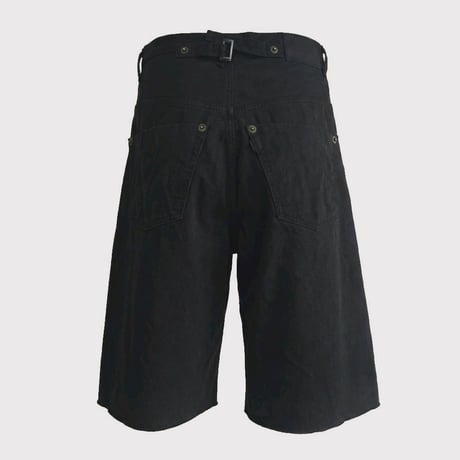 Cut OFF Heavy Wide Short Jeans(AGED CANVAS) BLACK