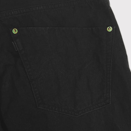 Cut OFF Heavy Wide Short Jeans(AGED CANVAS) BLACK