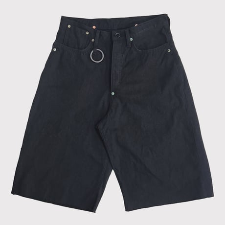 Cut OFF Heavy Wide Short Jeans(AGED CANVAS) BLACK