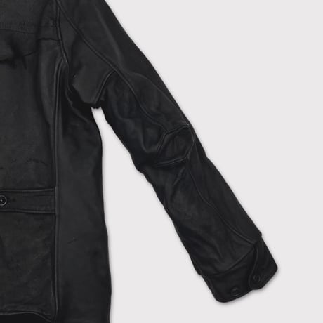 Skin Car Coat(VEGETABLE TANNING PIG LEATHER)DEADSTOCK BK