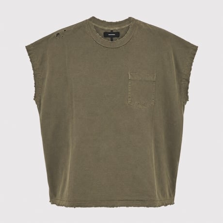 Damaged Tunic With Pocket(PIGMENT DYED) OLIVE