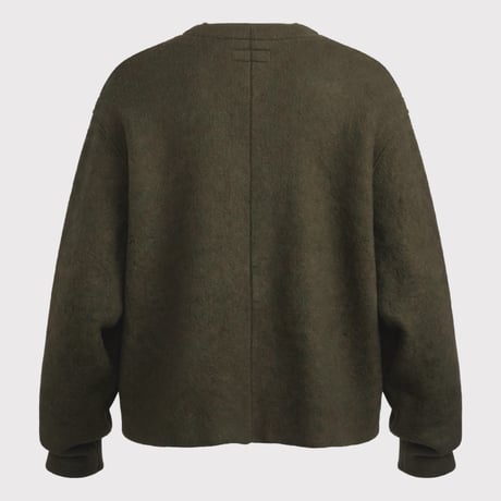 Cut Off 1B Cardigan With Signature(NEEDLE SHAGGY MOHAIR)OLIVE