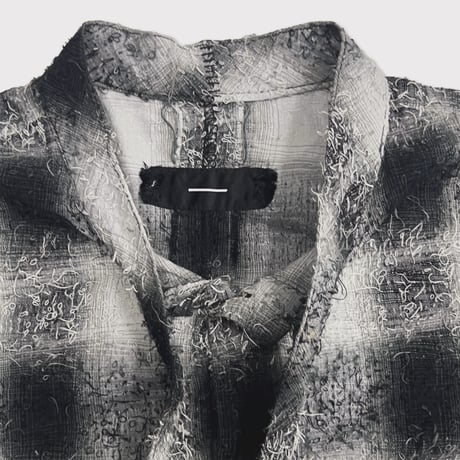 Shaggy Ombre Ribbon Shirt(DRUNK) BLACK