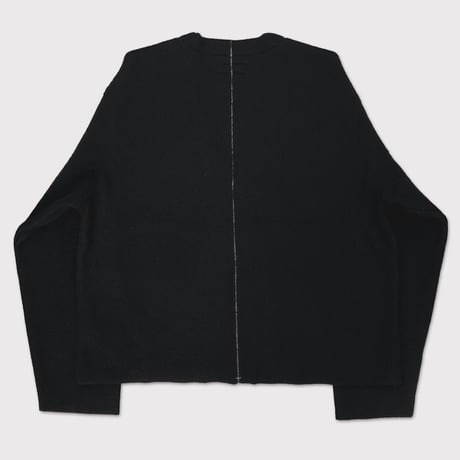 Cut Off 1B Cardigan With Signature(NEEDLE SHAGGY MOHAIR)BLACK