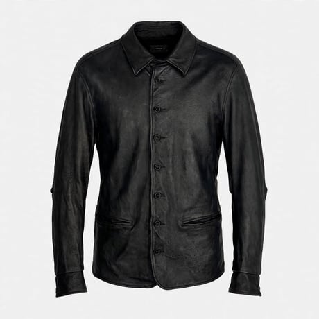 Skin Car Coat(VEGETABLE TANNING PIG LEATHER)DEADSTOCK BK
