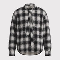 Shaggy Ombre Ribbon Shirt(DRUNK) BLACK