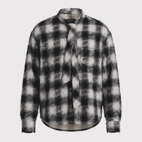 Shaggy Ombre Ribbon Shirt(DRUNK) BLACK
