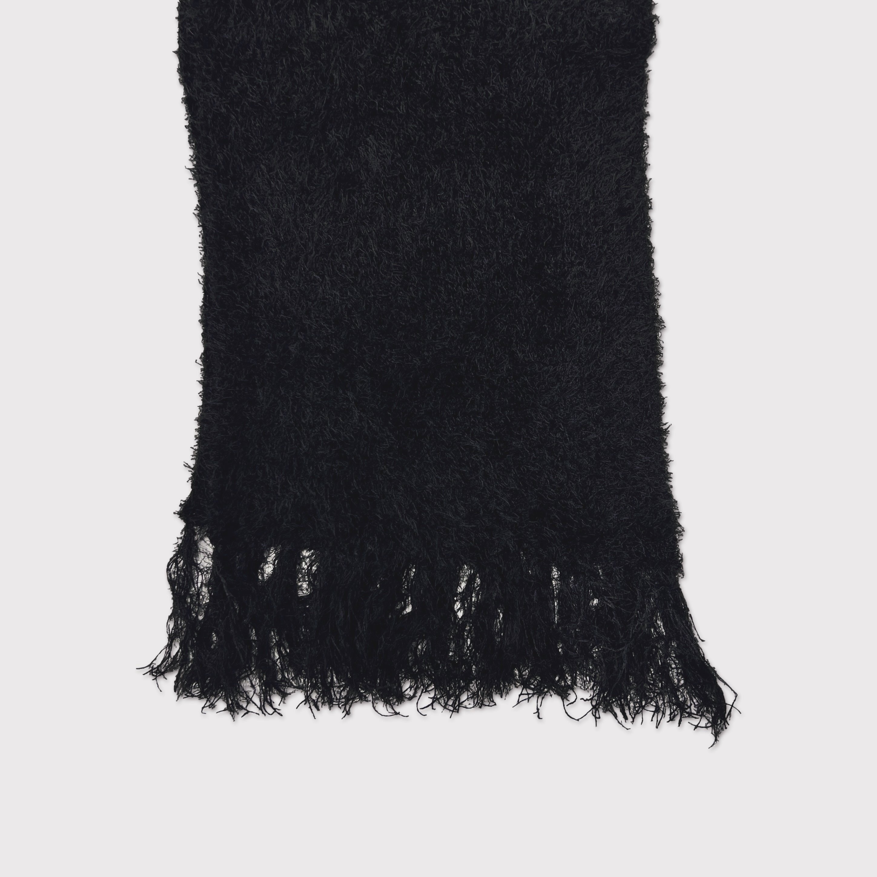 Shaggy Knit Scarf(FUR KNIT) BLACK | MINUS OFFIC