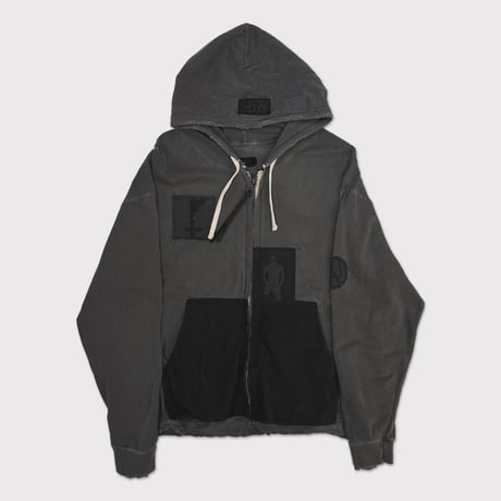 Bootleg Zip Up Hoodie With Patched(MIN) 10YEARS BLACK