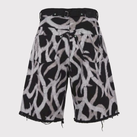 Cut OFF Heavy Wide Short Jeans(DISCHARGE PRINTED ASAT CAMO)