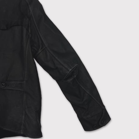 Skin Car Coat(VEGETABLE TANNING PIG LEATHER)BLACK