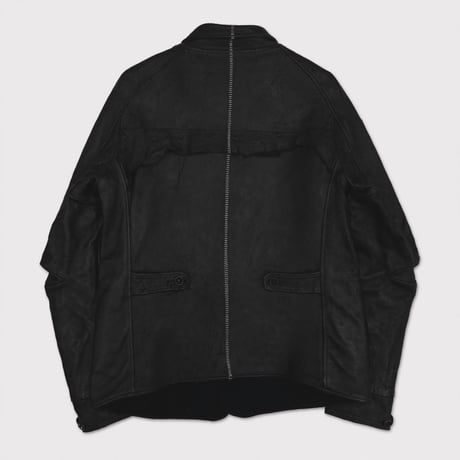 Skin Car Coat(VEGETABLE TANNING PIG LEATHER)BLACK