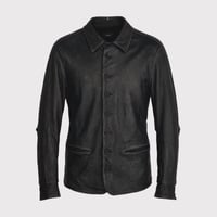 Skin Car Coat(VEGETABLE TANNING PIG LEATHER)BLACK