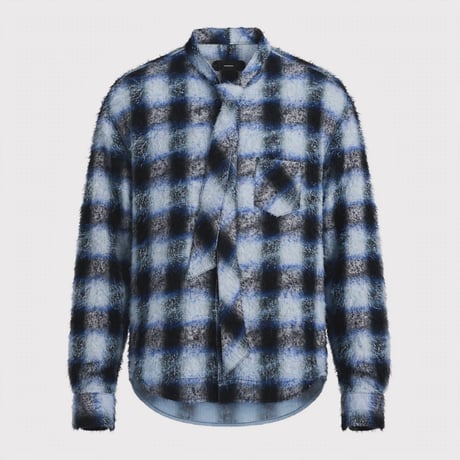 Shaggy Ombre Ribbon Shirt(DRUNK) BLUE