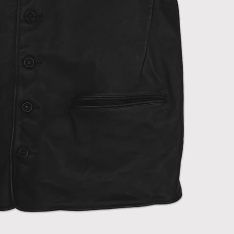 Skin Car Coat(VEGETABLE TANNING PIG LEATHER)DEADSTOCK BK