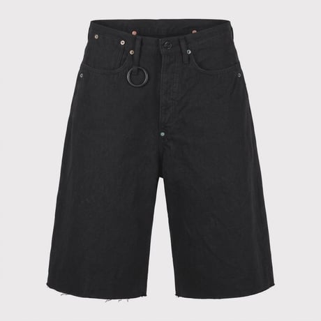 Cut OFF Heavy Wide Short Jeans(AGED CANVAS) BLACK